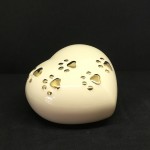 Urna cuore avorio in ceramica