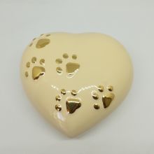 Urna cuore avorio in ceramica